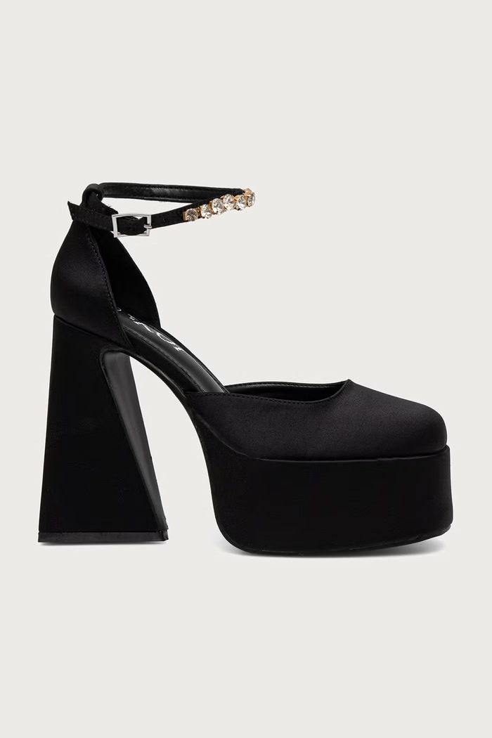 Koi Footwear Cipele s potpeticom Gilda Satin Platform Jewel Heels MC23.Gilda crna AW26