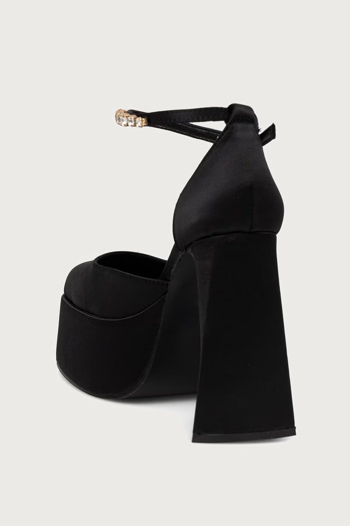 Obuća Koi Footwear Cipele s potpeticom Gilda Satin Platform Jewel Heels MC23.Gilda crna