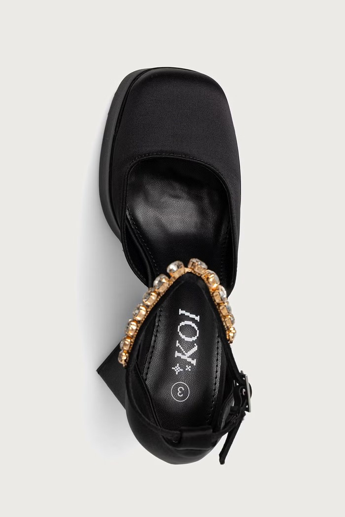 Cipele s potpeticom Gilda Satin Platform Jewel Heels Koi Footwear MC23.Gilda crna