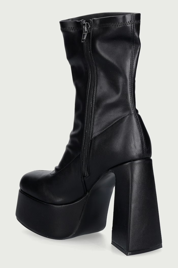 Cipők Koi Footwear Bokacsizma platformos női Rakot Heeled Black Ankle Boots MC24.Rakot fekete
