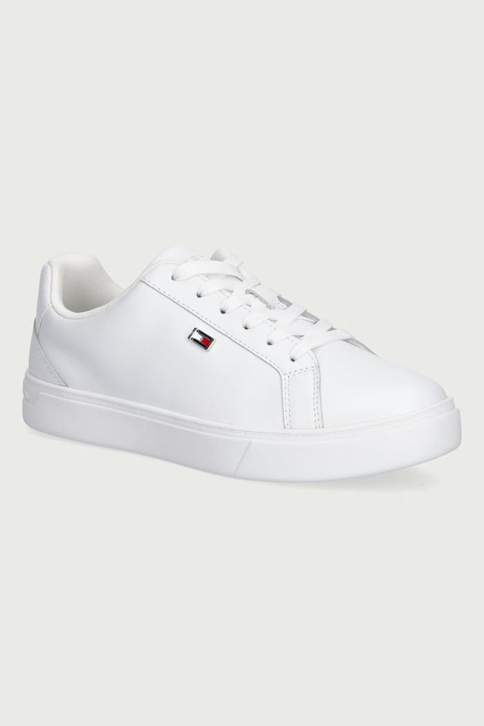 Tommy Hilfiger FLAG COURT SNEAKER sneakersy damskie skórzane biały FW0FW09074