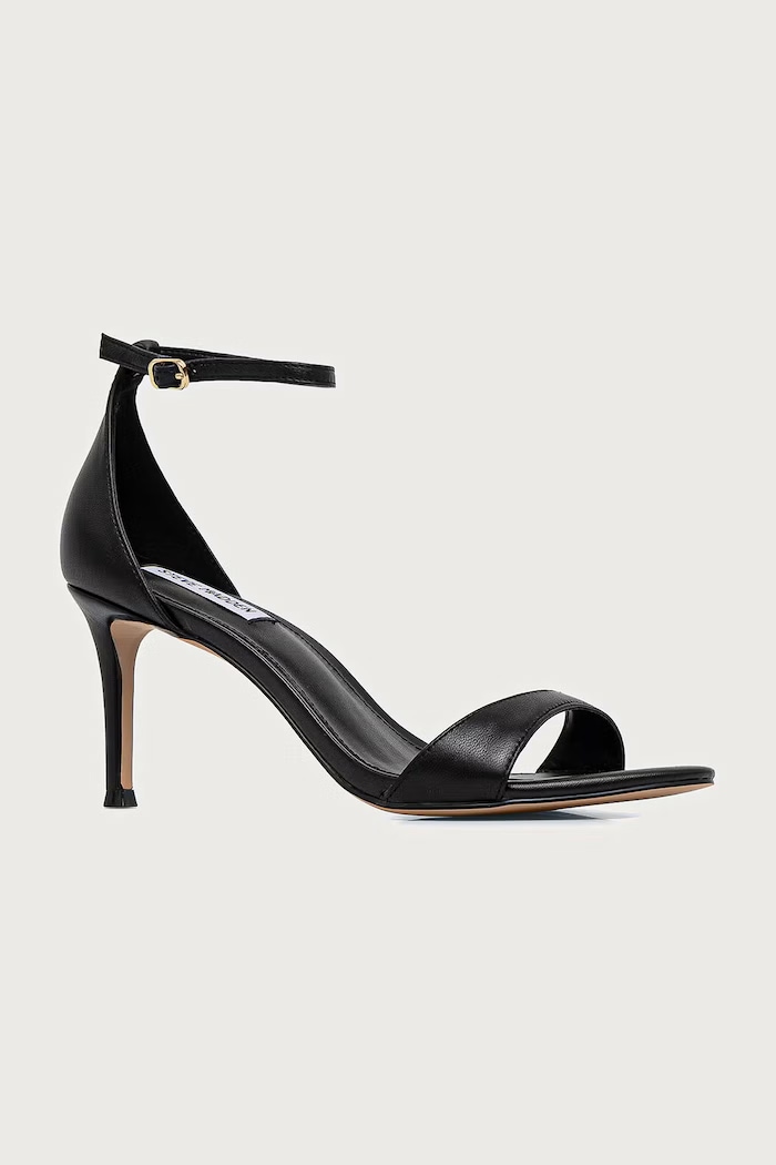Steve Madden sandały na wysokim obcasie skórzane Necy czarny 11005710.017