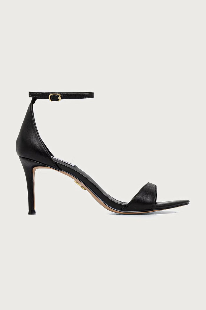 Steve Madden sandały na wysokim obcasie skórzane Necy 11005710.017 czarny AW26