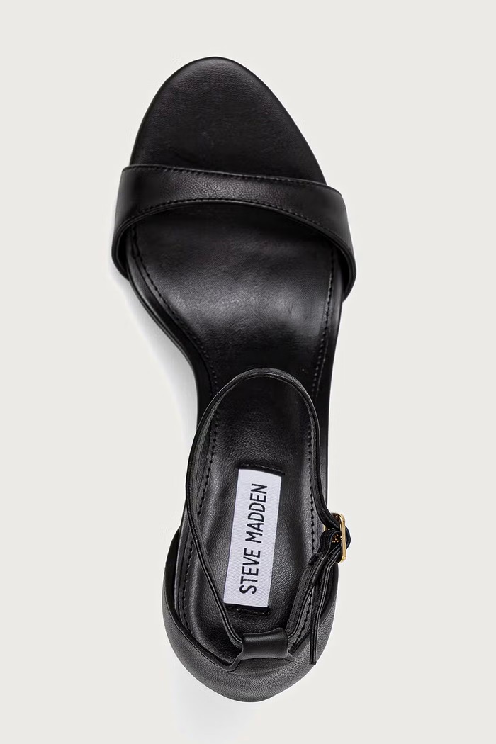 Steve Madden sandały na wysokim obcasie skórzane Necy czarny 11005710.017
