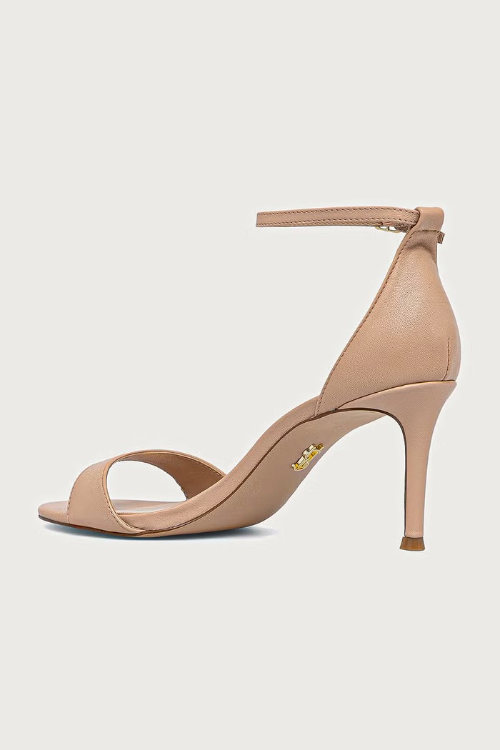 Obuwie Steve Madden sandały na wysokim obcasie skórzane Necy 11005710.257 beżowy