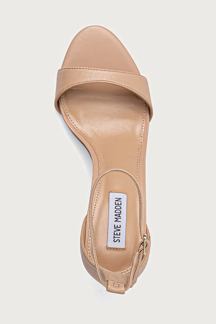 Steve Madden sandały na wysokim obcasie skórzane Necy beżowy 11005710.257