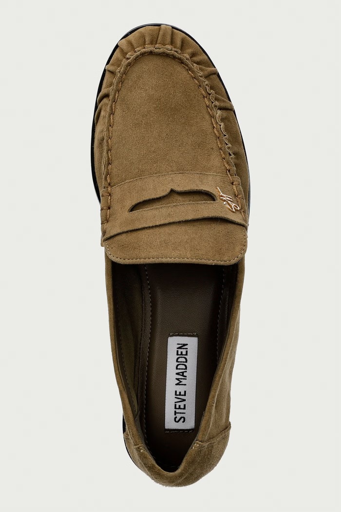 Steve Madden mokasyny damskie zamszowe Muse-SM zielony 11005695.K1O