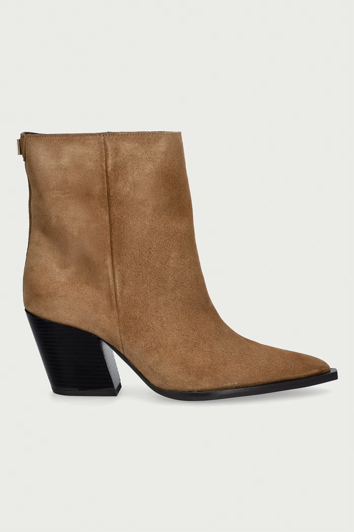 Steve Madden botki na słupku damskie zamszowe Melle 11005650.275 brązowy AW26