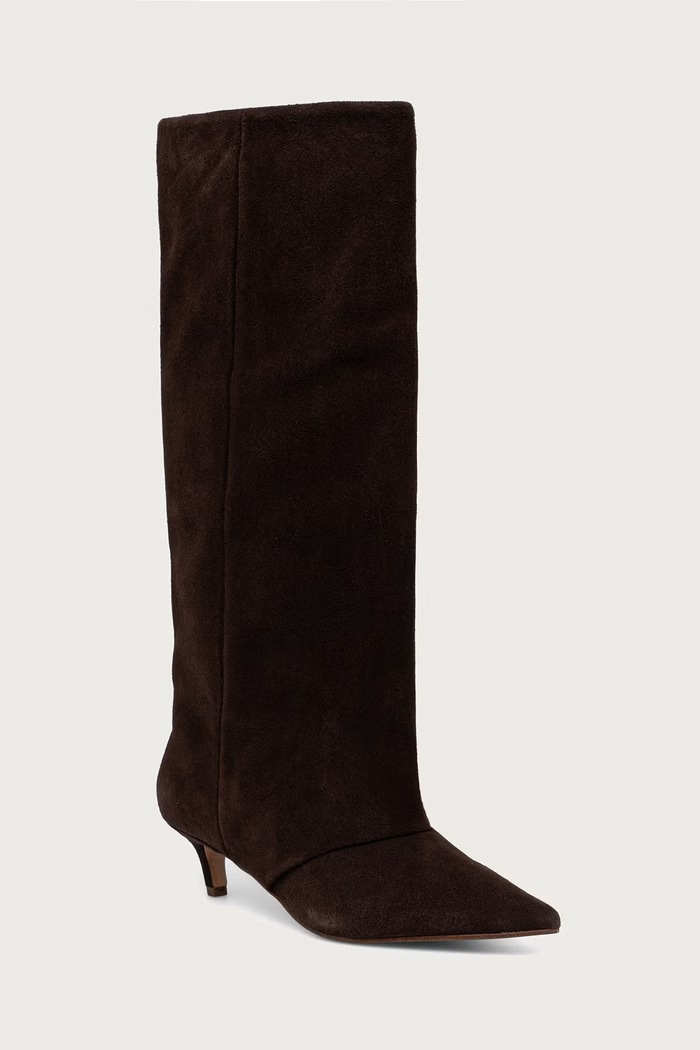 Steve Madden kozaki na niskim obcasie damskie zamszowe Luca brązowy 11005118.205