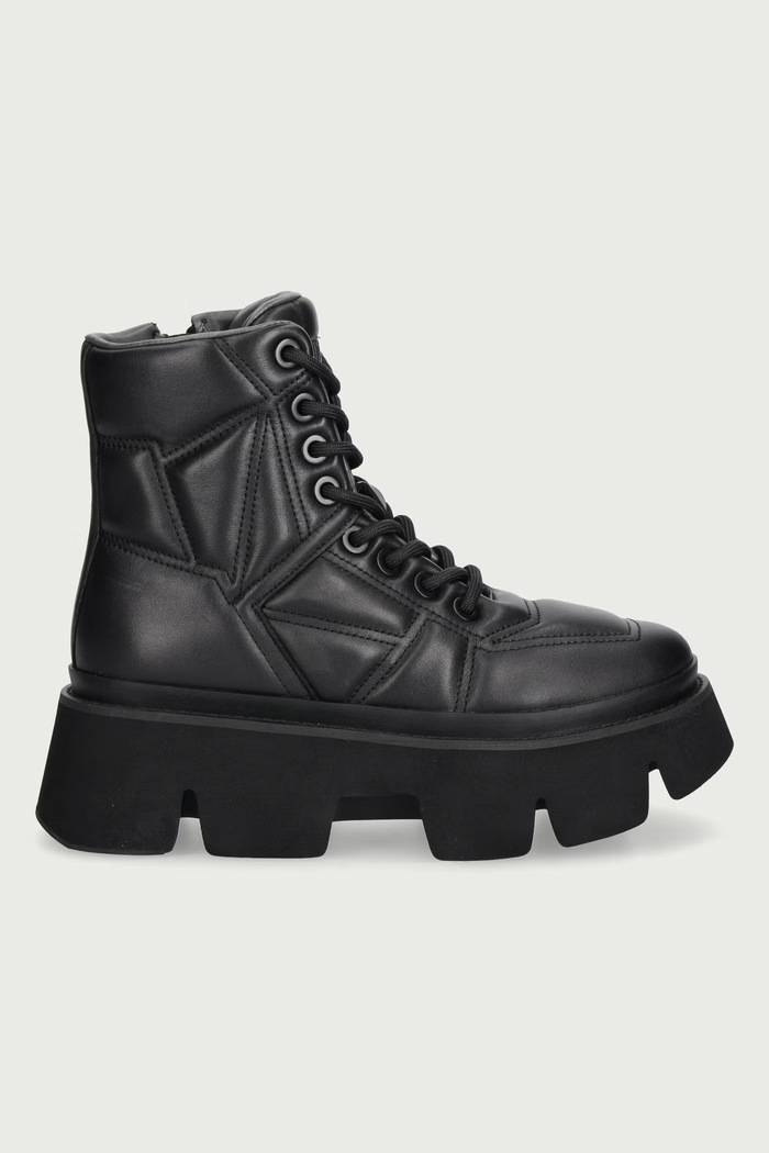 United Nude Čizme za žene od kože Stomper Puffy Combat 1105101170 crna AW26