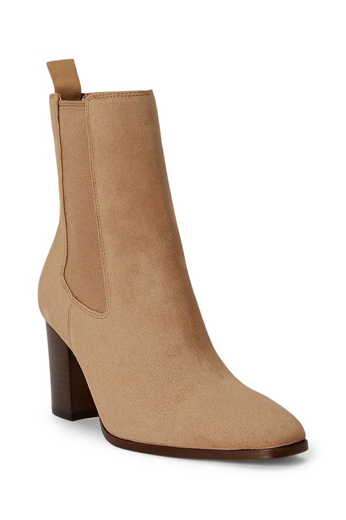 Lauren Ralph Lauren Sztyblety na wysokim obcasie damskie nubukowe Rlyn Bte Hl 802P18308001.260 beżowy AW26