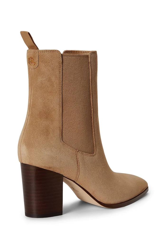Obuwie Lauren Ralph Lauren Sztyblety na wysokim obcasie damskie nubukowe Rlyn Bte Hl 802P18308001.260 beżowy