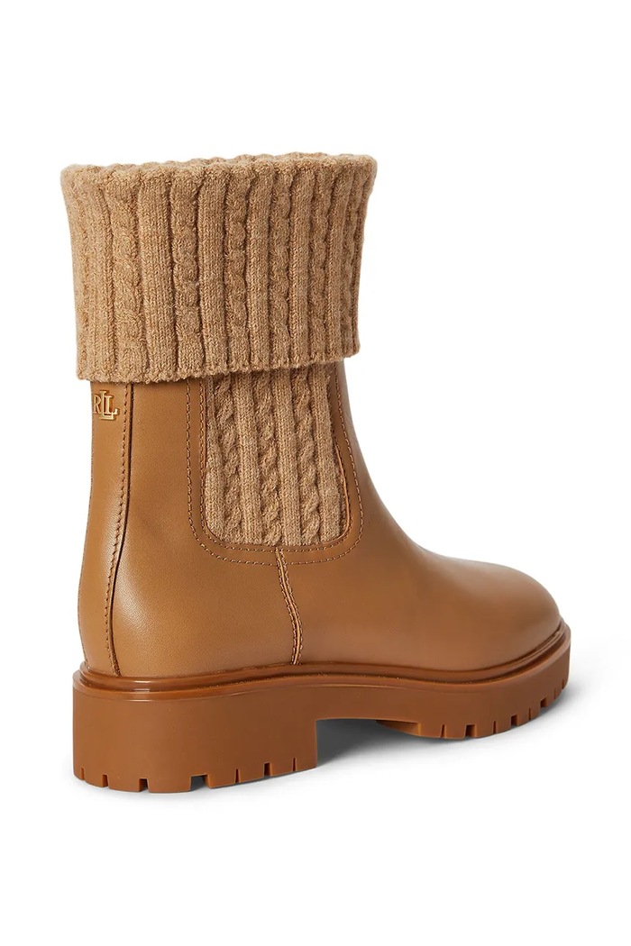 Obuwie Lauren Ralph Lauren Botki damskie skórzane Allyson Cbl 802P17088002.260 brązowy