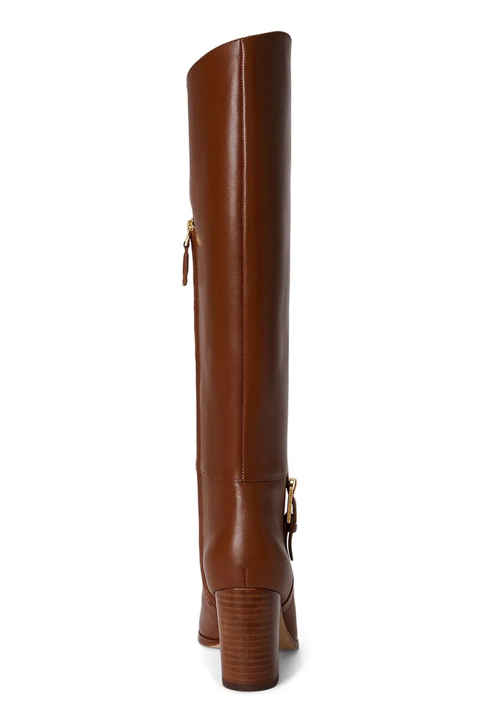 Obuwie Lauren Ralph Lauren Kozaki damskie skórzane Rlyn Bk T Hl 802P15660001.200 brązowy