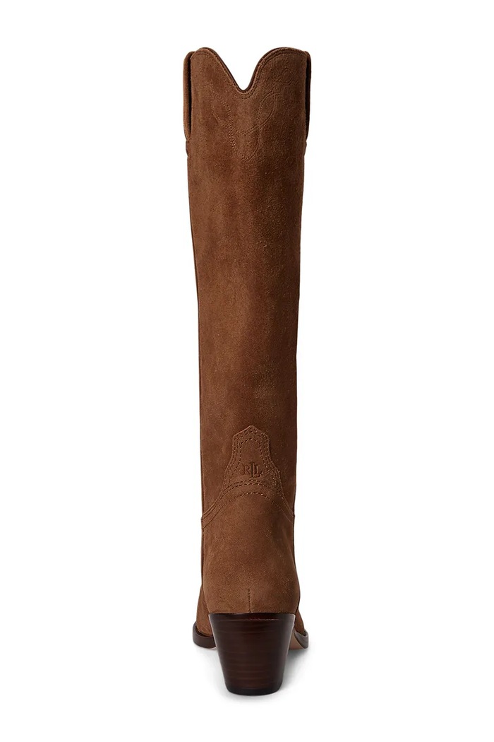 Obuwie Lauren Ralph Lauren Kozaki damskie zamszowe Harpher Tall 802P12042002.200 brązowy
