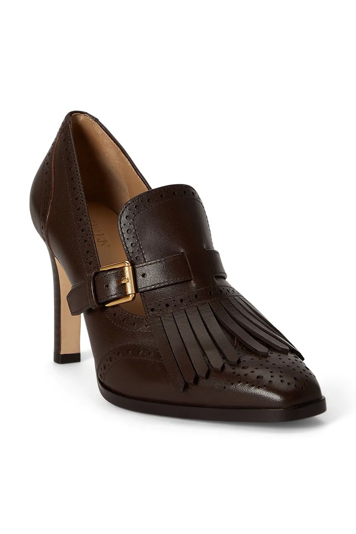 Lauren Ralph Lauren czółenka skórzane Colleen Klt 802P02364004.200 brązowy AW26