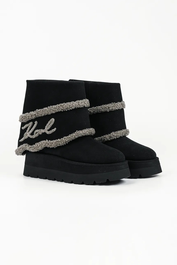 Karl Lagerfeld Śniegowce damskie zamszowe Skylar KL48652.500 czarny AW26