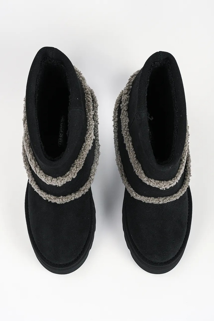 Śniegowce damskie zamszowe Skylar Karl Lagerfeld KL48652.500 czarny