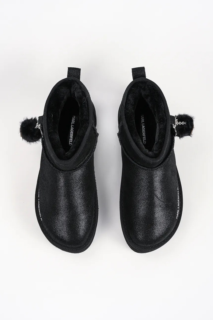 Thermo śniegowce damskie skórzane Karl Lagerfeld KL48527.50X czarny