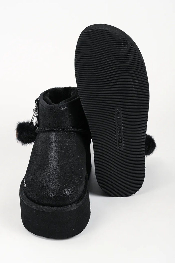 Thermo śniegowce damskie skórzane Karl Lagerfeld czarny KL48527.50X