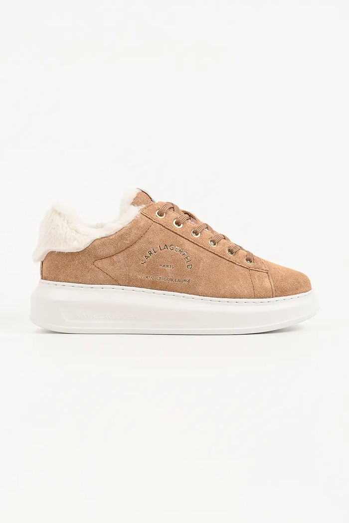 Karl Lagerfeld Kapri sneakersy damskie zamszowe beżowy KL62537L.588