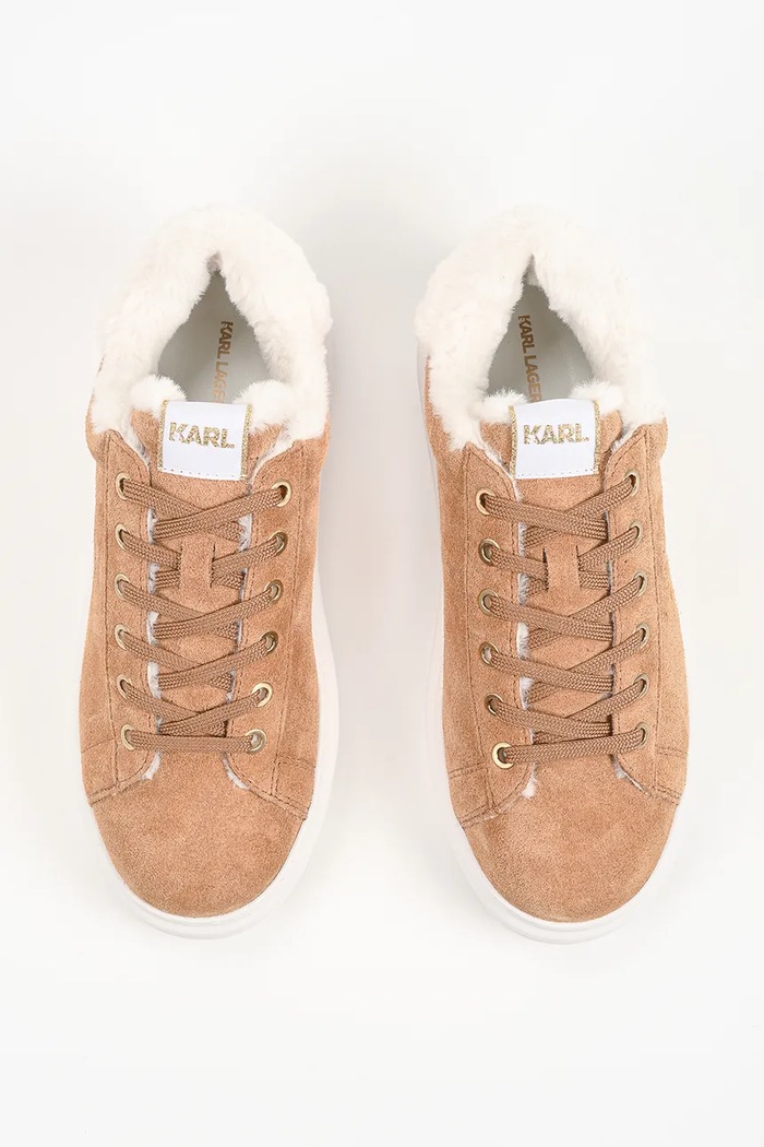 Kapri sneakersy damskie zamszowe Karl Lagerfeld KL62537L.588 beżowy