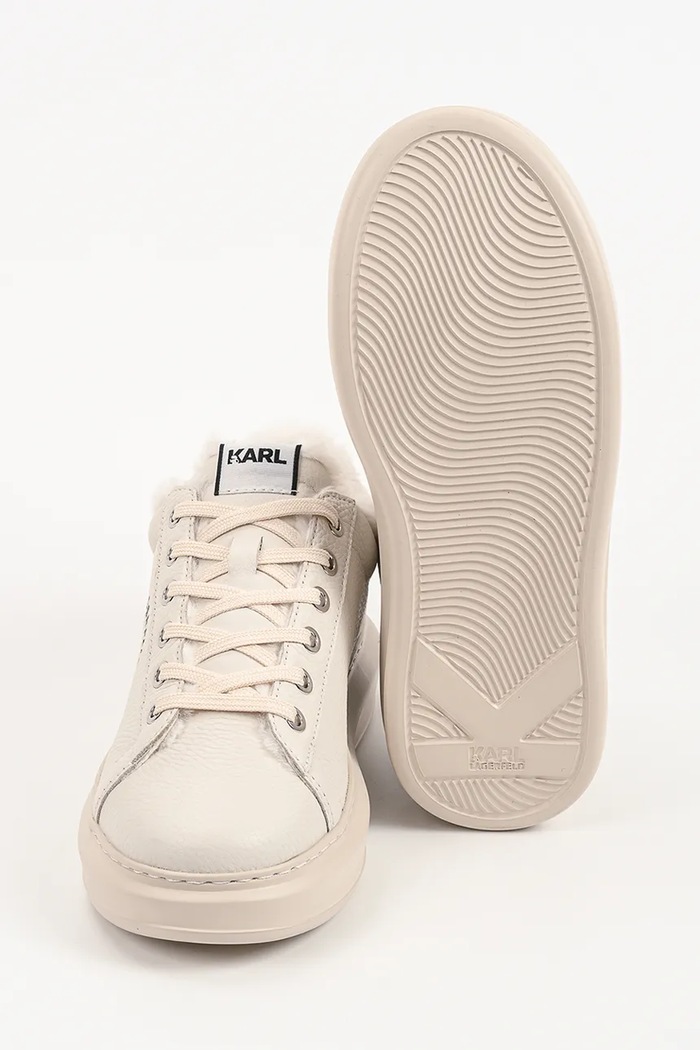 Kapri sneakersy damskie skórzane Karl Lagerfeld beżowy KL62536L.111