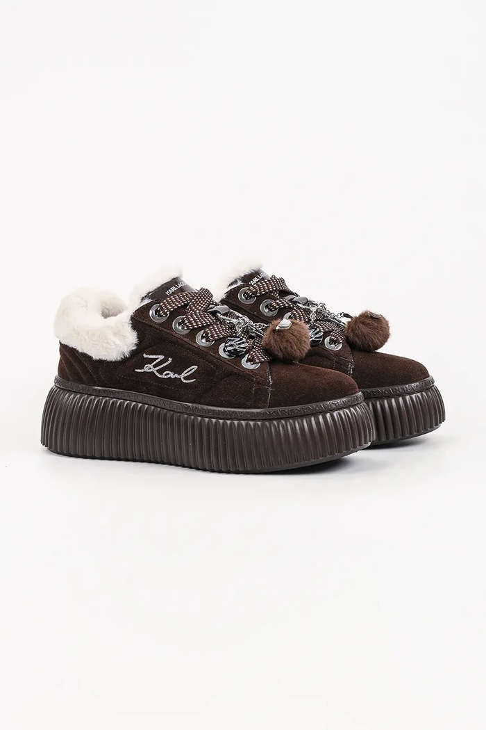 Karl Lagerfeld Kreeper sneakersy damskie zamszowe KL42312L.544 brązowy AW26
