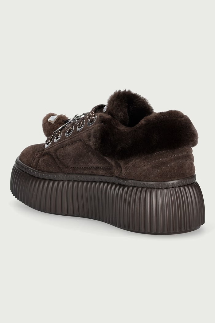 Încălțăminte Karl Lagerfeld Kreeper sneakers pentru femei din piele întoarsă KL42312L.544 maro