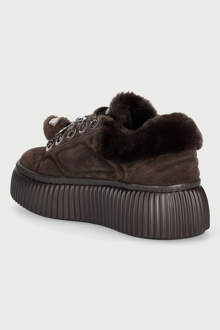 Încălțăminte Karl Lagerfeld Kreeper sneakers pentru femei din piele întoarsă KL42312L.544 maro