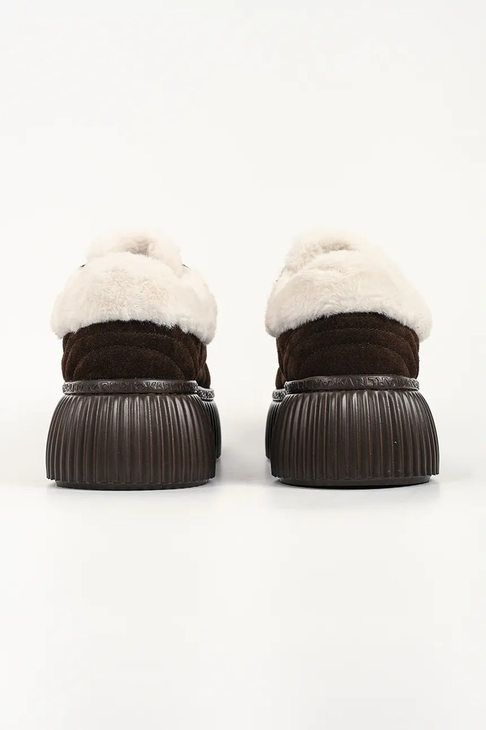 Obuwie Karl Lagerfeld Kreeper sneakersy damskie zamszowe KL42312L.544 brązowy