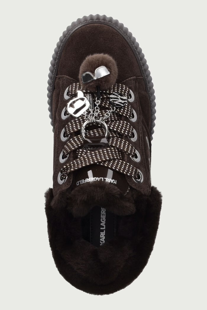Kreeper sneakers pentru femei din piele întoarsă Karl Lagerfeld KL42312L.544 maro