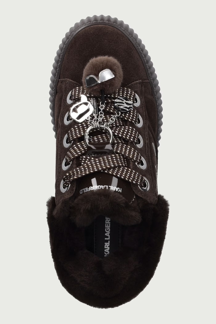 Kreeper sneakers pentru femei din piele întoarsă Karl Lagerfeld KL42312L.544 maro