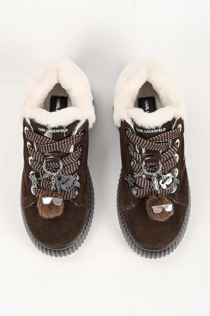 Kreeper sneakersy damskie zamszowe Karl Lagerfeld KL42312L.544 brązowy