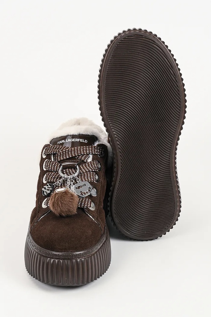 Kreeper sneakersy damskie zamszowe Karl Lagerfeld brązowy KL42312L.544