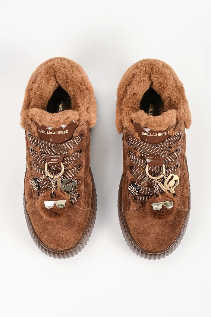 Kreeper sneakersy damskie zamszowe Karl Lagerfeld KL42312L.533 brązowy
