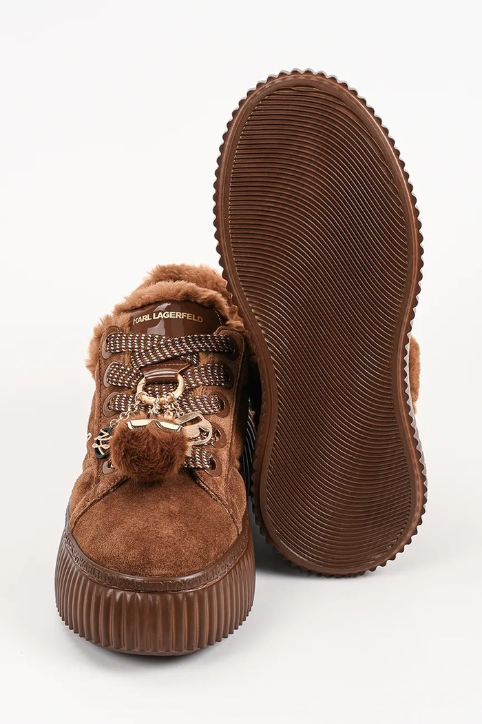 Kreeper sneakersy damskie zamszowe Karl Lagerfeld brązowy KL42312L.533