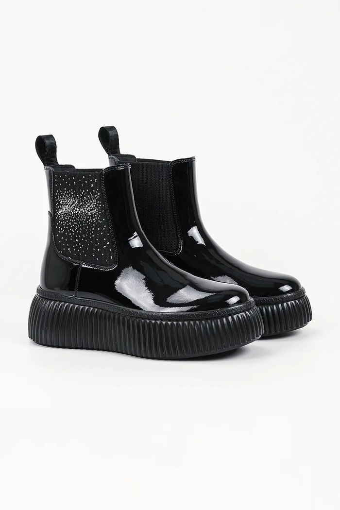Karl Lagerfeld Sztyblety na platformie damskie skórzane Kreeper KL42340.1BP czarny AW26