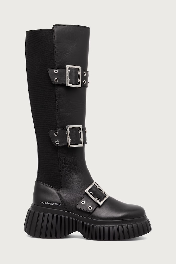 Karl Lagerfeld Kozaki damskie skórzane Kreeper KL44490.00S czarny AW26