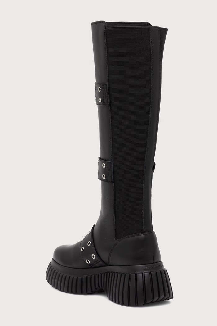 Obuwie Karl Lagerfeld Kozaki damskie skórzane Kreeper KL44490.00S czarny