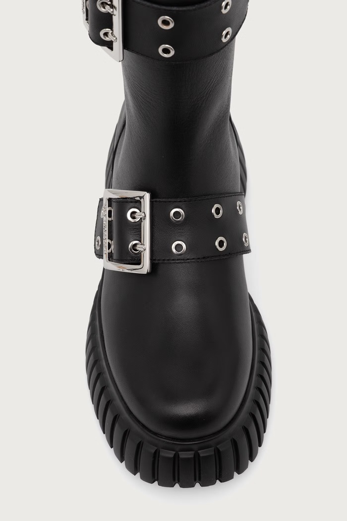 Kozaki damskie skórzane Kreeper Karl Lagerfeld KL44490.00S czarny
