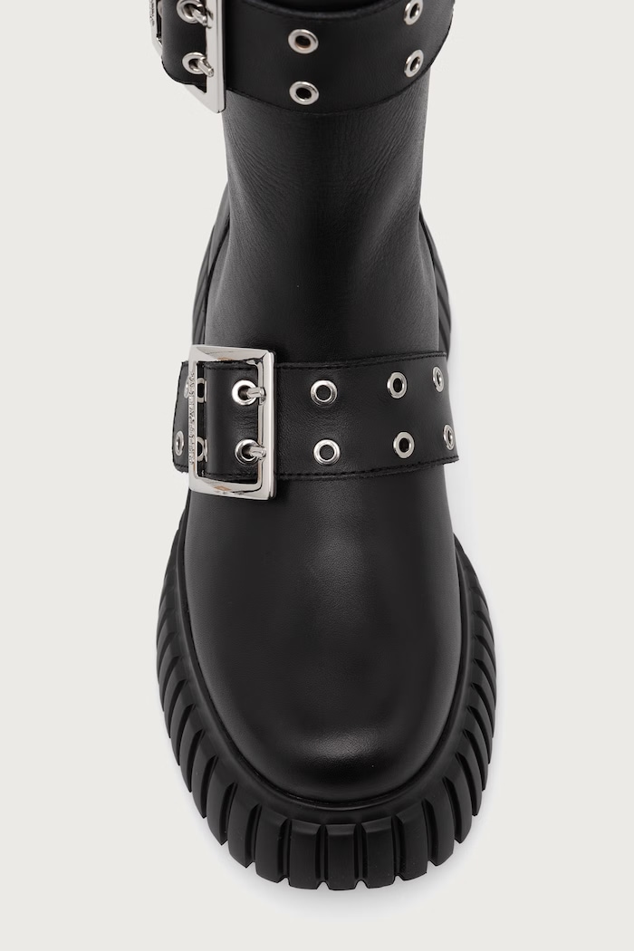 Kozaki damskie skórzane Kreeper Karl Lagerfeld KL44490.00S czarny