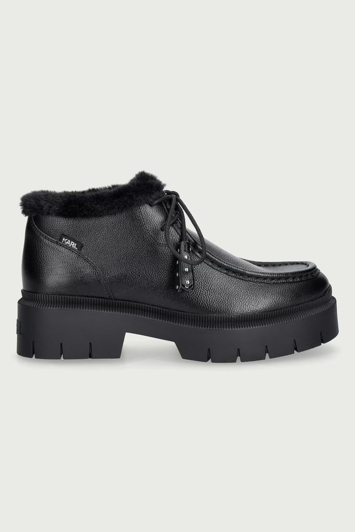 Karl Lagerfeld Trzewiki damskie skórzane Keena KL45131L.100 czarny AW26