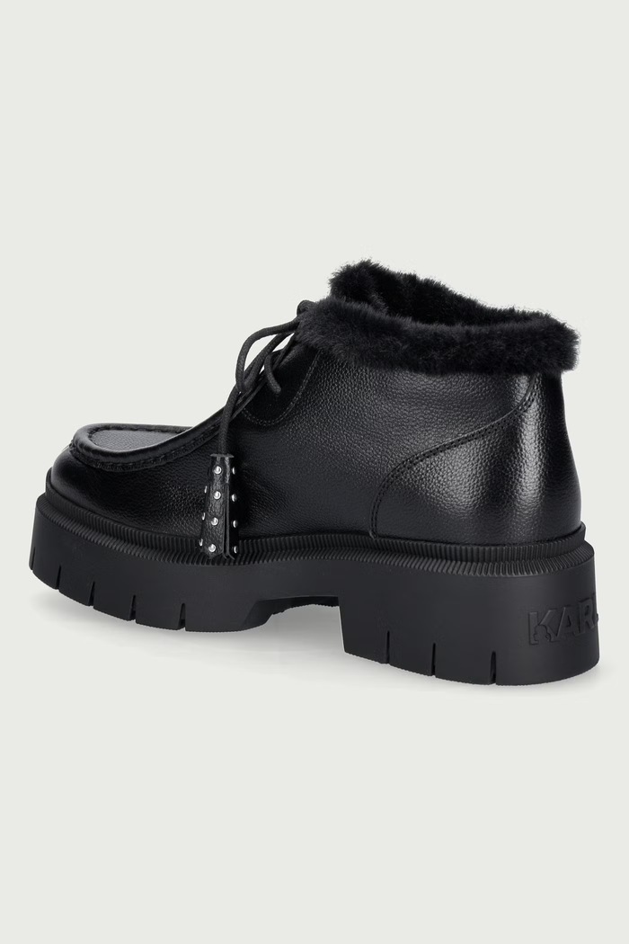 Obuwie Karl Lagerfeld Trzewiki damskie skórzane Keena KL45131L.100 czarny