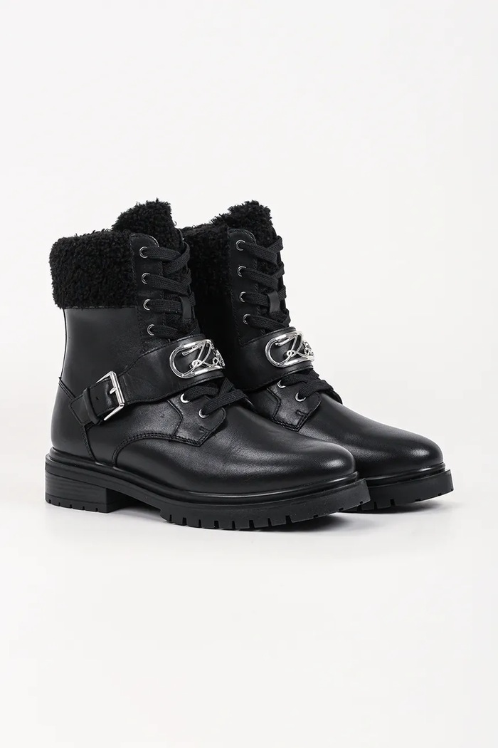 Karl Lagerfeld Workery damskie skórzane Binky KL47566W.000 czarny AW26
