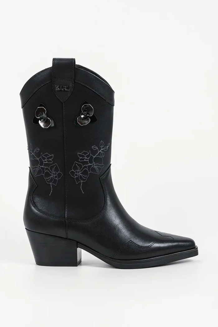 Karl Lagerfeld Kowbojki damskie skórzane Kadence czarny KL33276.00S