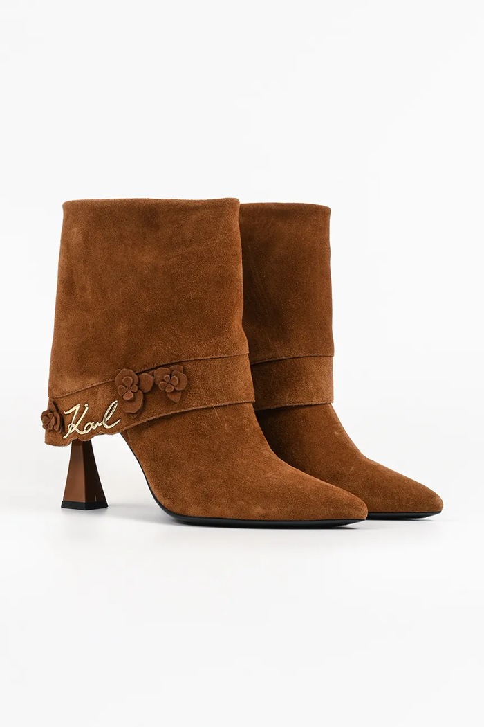 Karl Lagerfeld Botki damskie zamszowe Debutante KL32052.533 brązowy AW26