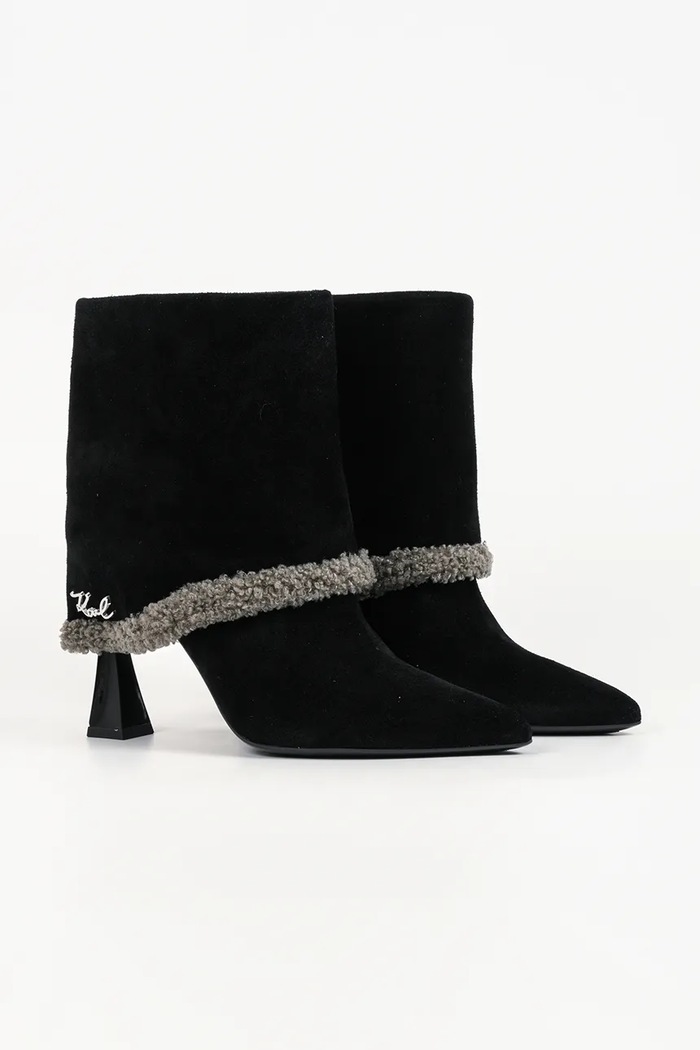 Karl Lagerfeld Botki damskie zamszowe Debutante KL32052.500 czarny AW26