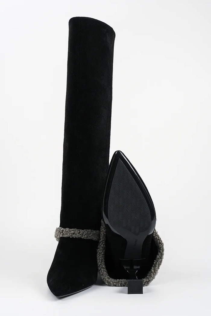 Kozaki na wysokim obcasie damskie zamszowe Debutante Karl Lagerfeld czarny KL32082.500