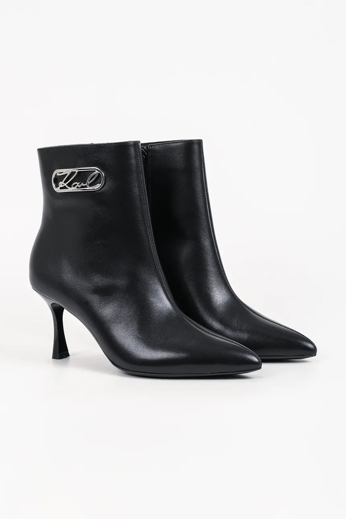 Karl Lagerfeld Botki na wysokim obcasie damskie skórzane Sienna KL32745.000 czarny AW26
